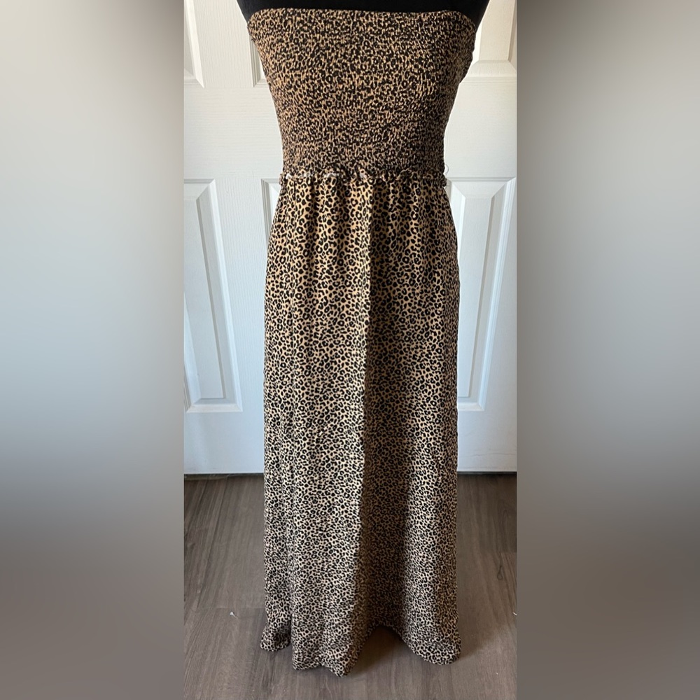 Maxi animal print dress , boho size large .